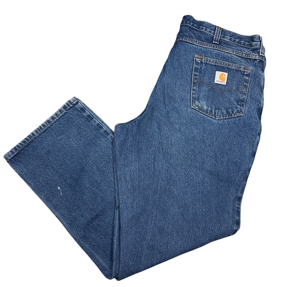 VTG Y2K Carhartt Mens Relaxed Fit Blue Denim Jeans Workwear Pants 38x32